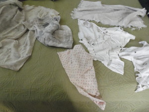 Rag-tag pieces of cloth from my rag bin