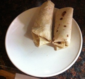 Breakfast burritos on my very useful and much appreciated and enjoyed plates