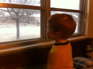 Watching the Waco snowfall on Wednesday morning.